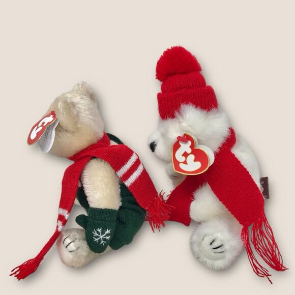 Ty 2 Beanie Babies Weatherby & Peppermint Vintage Christmas Holiday Collectibles - Picture 2 of 6